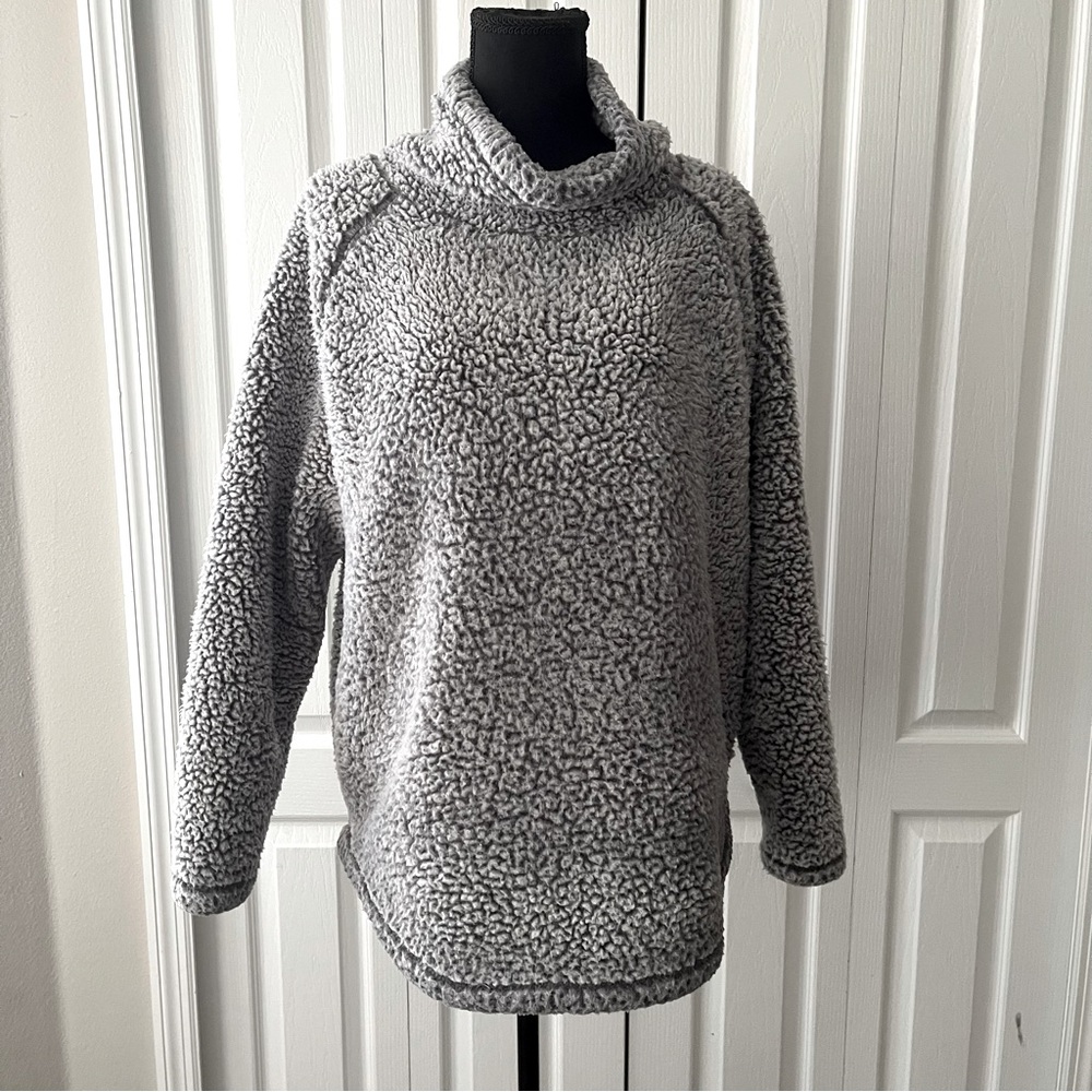 Eddie Bauer Grey Sherpa Cowl Neck Pullover XL